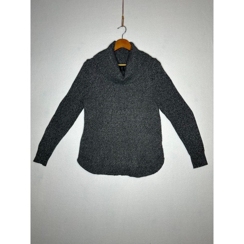 Tahari Dark Grey Turtleneck Sweater Womens Size Small Marled Knit Pullover